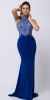 Main image of High Halter Neck Two-tone Bejeweled Top Long Prom Dress